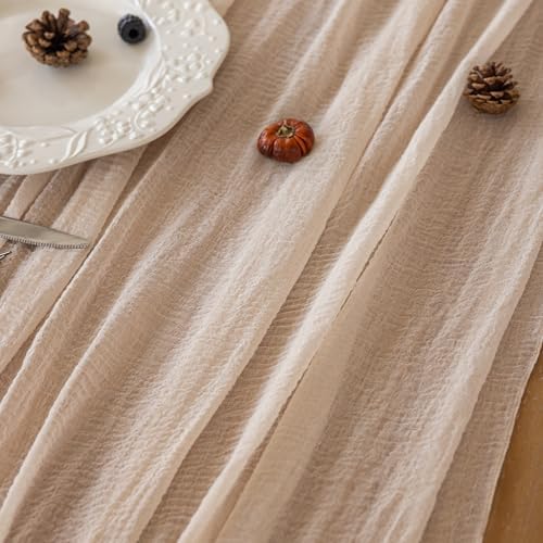Light Beige Cheesecloth Table Runner 120 Inches Fall Party Home Decorations