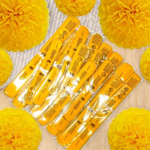 Recosis Yellow Party Decorations, 18 Pcs Paper Pom Poms Decorations