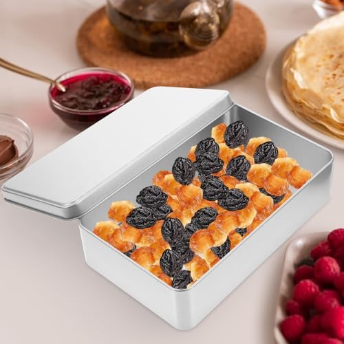 Homoyoyo 3pcs Metal Tins with Lid Rectangular Cookie Storage Boxes for Treats for Travel Organizing Items Versatile Metal Containers Sleek Design Silver