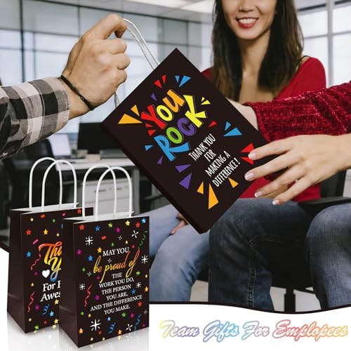 30 Pcs Thank You Gift Bags Team Employee Appreciation Gifts Bulk, Motivational Inspirational Paper Goodie Bags for Coworker Teacher Nurse Colleague Holiday Party Favor Supplies (Confetti Streamers)