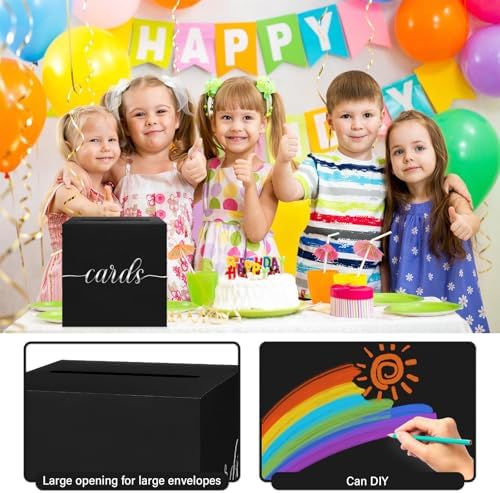 Black and Silver Foil Card Box for Party, 8.7", 1 Pack