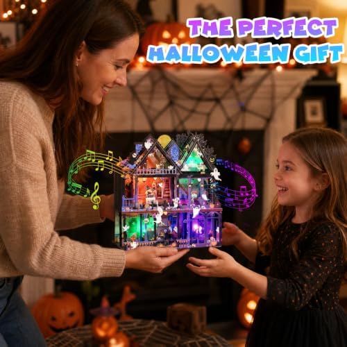 Yinqing Halloween Cards with Music and Lights, Happy Halloween Card House