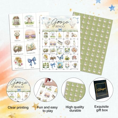 Goose Bingo Game Cards, Silly Goose Bingo Set for Adults Large Group, Spring Fun Games, Funny Party Activities, Icebreaker Games for Family Friends, 09