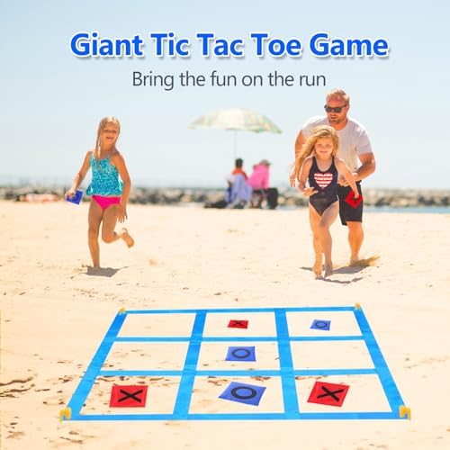CWLAKON Outdoor Giant Tic Tac Toe Bean Bag Toss Games for Kids Adults Family, Large Outside Lawn Yard Backyard Carnival Field Day Game, Birthday Party Family Reunion Games Playground Fitness Equipment