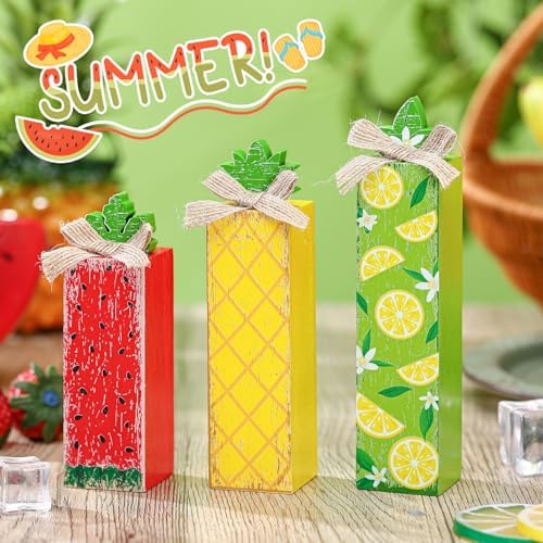 Redbaker 3 Pcs Summer Fruit Table Decor, Summer Decorations for Home