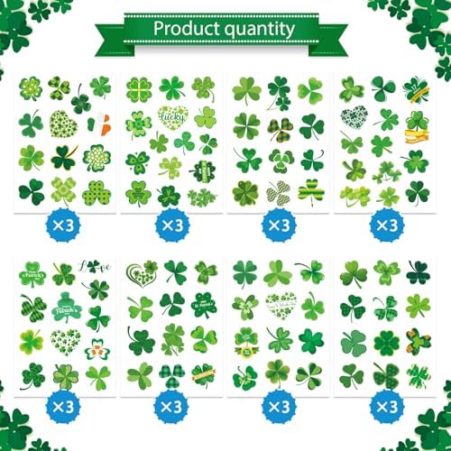 309 PCS St. Patrick's Day Stickers - 24 Sheets Lucky Shamrock Stickers