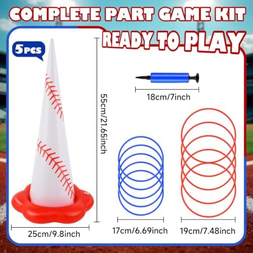 5 Pack Baseball Inflatable Ring Toss Game - Baseball Party Games Set