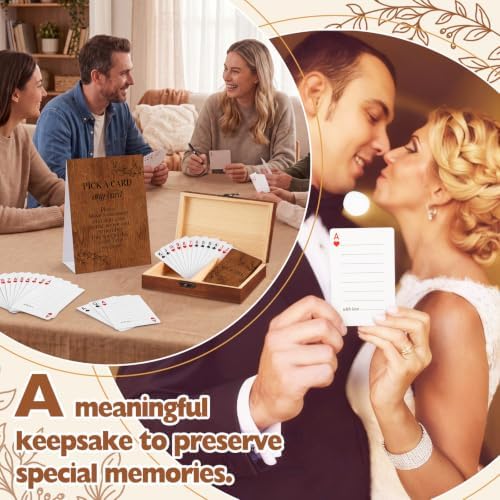 AceOrbit 57 Pack Rustic Wedding Guest Book Playing Card Set with Wooden Box