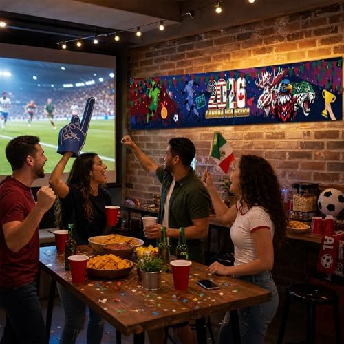 World Cup Theme Yard Banner, International Soccer Flags Banner Party Outdoor Decor, Country Backdrop for Garden Fence Porch World Cup Party Supplies 106 x 15.7 Inch