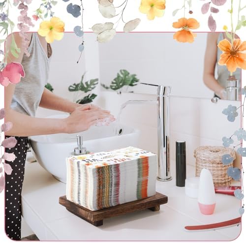 Seajan 200 Pcs Floral Napkins Paper Disposable Hand Towels for Bathroom