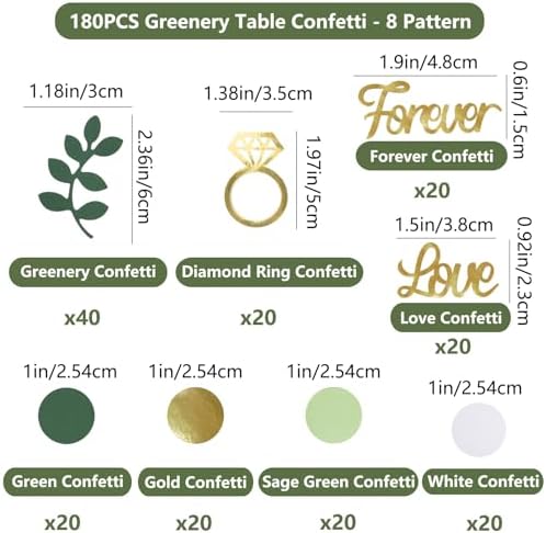 180PCS Greenery Wedding Table Confetti Decorations