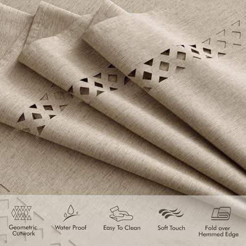 MIULEE Taupe Rectangle Tablecloth with Decorative Cutouts 60x84 Inch