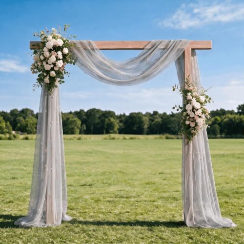 Artoid Mode 3-Pack Pearl Grey Gauze Table Runner 10FT Home Decor