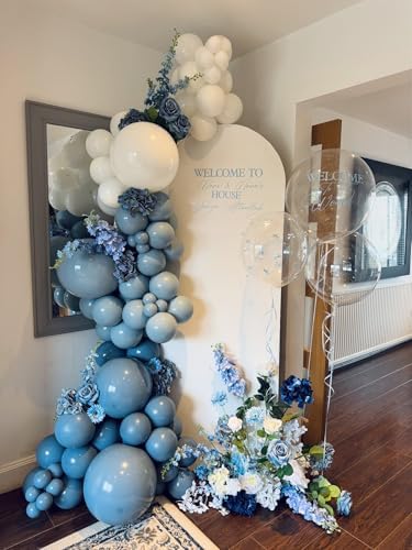 Dusty Blue Balloons Arch Kit, 124pcs Blue White Balloons