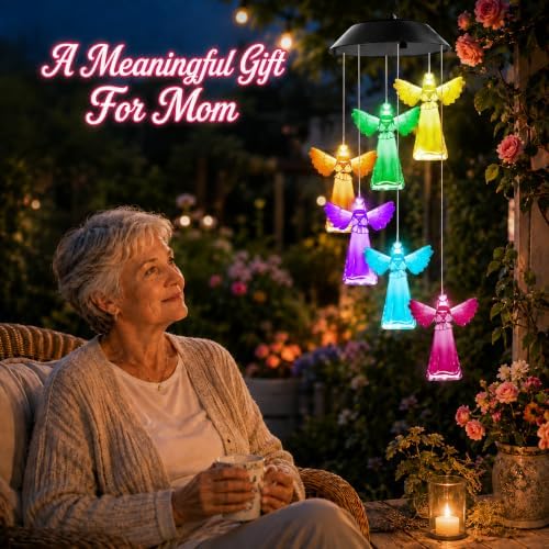 Winzwon Angel Solar Wind Chimes for Outside, Memorial Garden Decorations