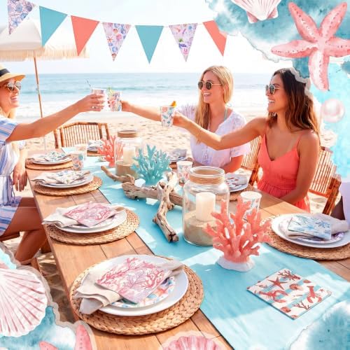 Gueevin 45 Pack Ocean Decoupage Napkins Colorful Coastal Craft for DIY