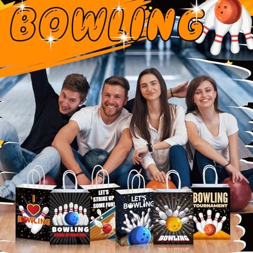 Kolldenn 48 Pcs Bowling Party Favor Bags with Handles, Bowling Goodie Bag