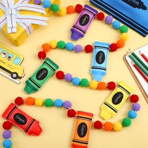 Jansun 8.2ft 3D Back to School Felt Crayon Pre-Strung Garland