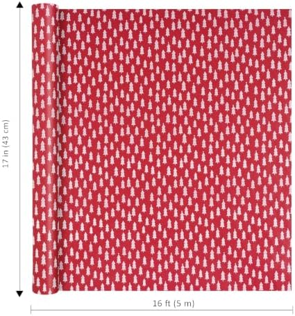 LaRibbons 3D Foam Kraft Christmas Wrapping Paper, Red Tree Textured Design