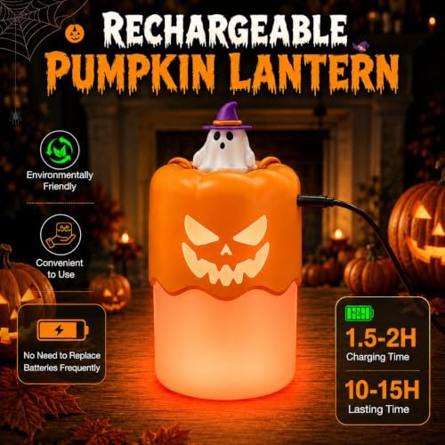 Rechargeable Halloween Pumpkin Lantern Light Collapsible Jack O Lantern