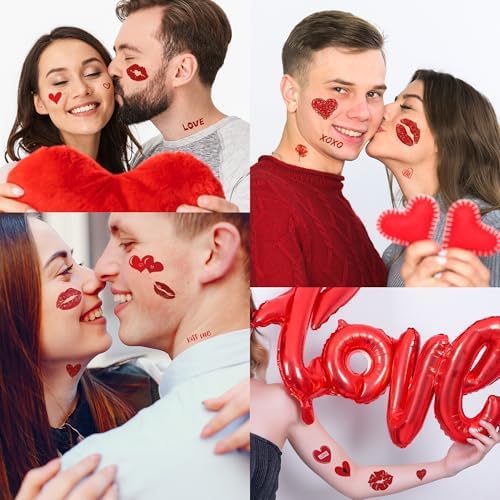 Cupid Costume Women - 120 Pack Kiss Tattoos Temporary - Lip Tattoo Cupid Accessories Bow and Arrow Shirts Dress | Heart Lipstick Stickers Gifts Holiday Party Favors Crafts Decor for Women Adults