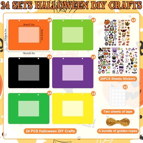 24 PCS Halloween Picture Frame Crafts Paper Halloween DIY Photo Frame Craft