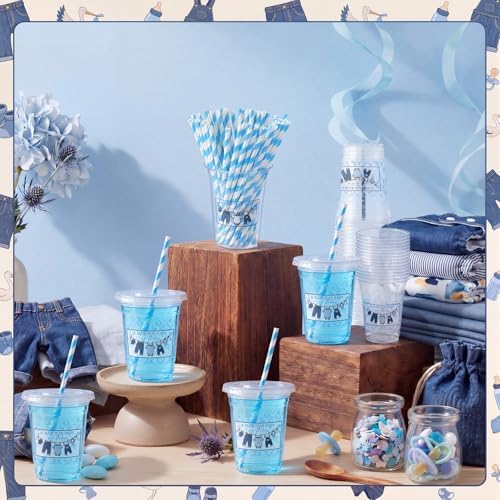 FillTouch 50 Pcs a Blue Jean Baby Is on the Way Cups Bulk Blue Jean Baby Shower Party Decoration Denim Theme Plastic Cups Rustic Cowboy Disposable Tumblers for Birthday Gender Reveal Party Supplies