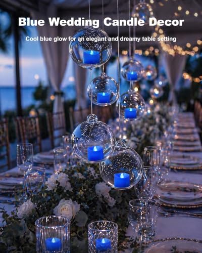 Homemory 50-Pack Blue Flameless Battery Tea Light Candles, 200+ Hours