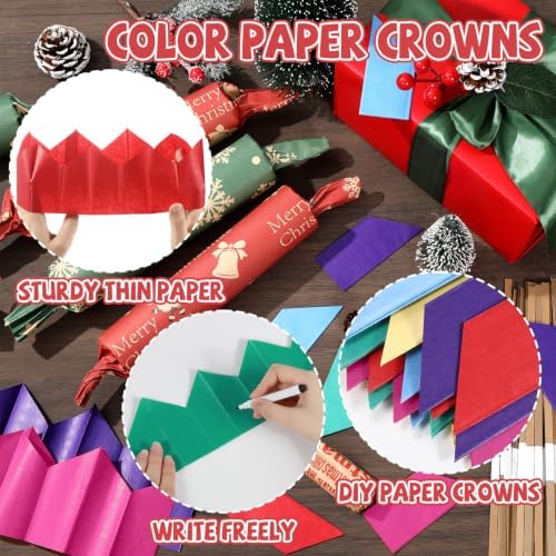 gisgfim Christmas Cracker Hats Bulk Tissue Paper Crowns DIY Xmas Party Hat for Adults Fill Your Own Christmas Crackers