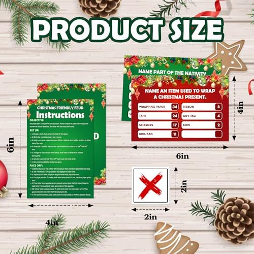 Christmas Friendly Feud Game, Friendly Christmas Party Games for Family Friends Large Groups, Funny Xmas Feud Quiz, Xmas Trivia Party Decoration for Winter Holiday -10