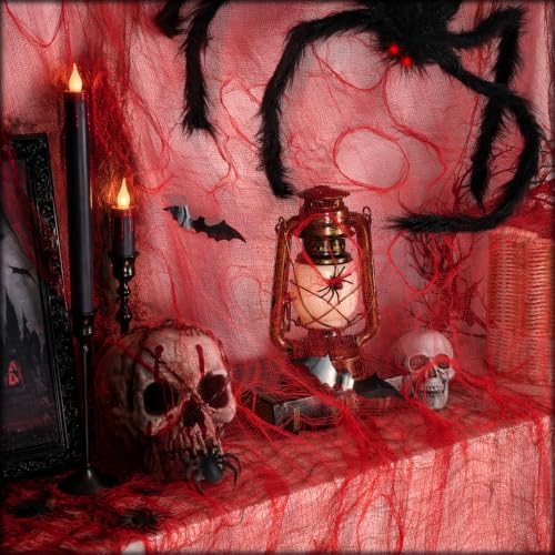 600 x 80 in Halloween Creepy Cloth for Yard and Outdoor Decorations, Red