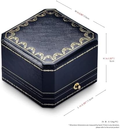 Oirlv Ring Box for Proposal and Wedding,Antique Ring Gift Box,Blue