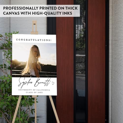 Andaz Press 16x20-Inch Personalized Canvas Welcome To My Graduation Party Sign, Heart Congratulations, Custom Photo Class of 2026 Graduation Party Decorations, Graduation Welcome Sign, Personalized