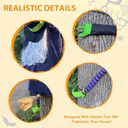 64" Large Crashing Witch into Tree Halloween Outdoor Decoration