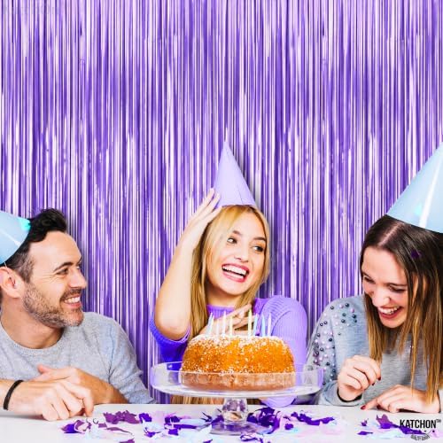 KatchOn Purple Streamers Backdrop - 3.2x8 Feet, Pack of 2, Purple Decor