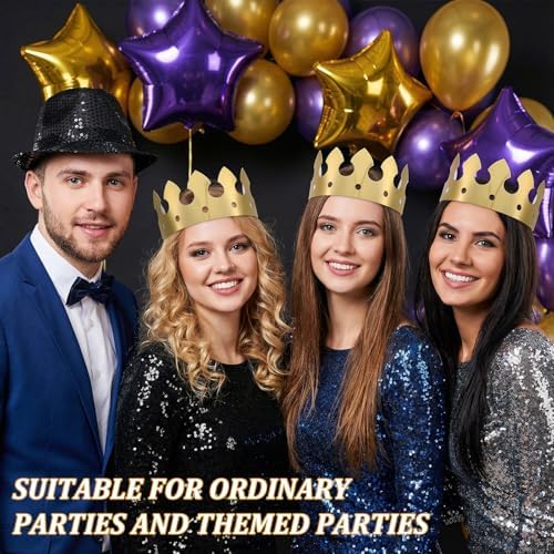200pcs Gold Paper Crowns Bulk,Classic Style King Crown Princess Hats