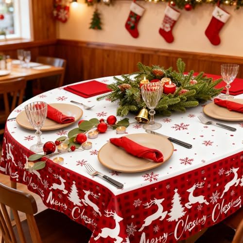2Pack Christmas Tablecloths Disposable Christmas Party Decoration Supplies