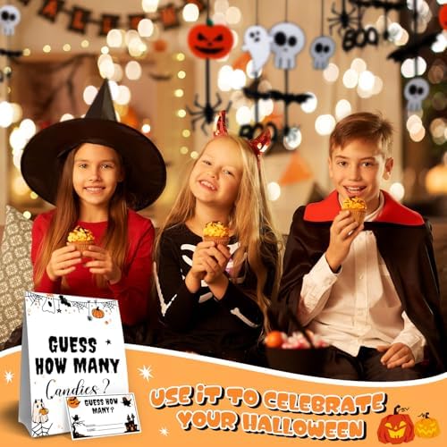 Halloween Party Games Guess How Many Candies,It's A Decoration Full of Fun Festive Atmosphere, 30 Pcs Cards for Halloween Celebration Game,for Office & Family Party Activities