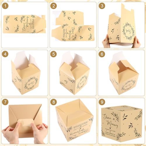 Pajean 50 Pcs Share a Memory Cards for Collections of Life, Memory Cards Box for Guest Ideas Funeral Graduation Wedding Bridal Shower Birthday Anniversary Retirement (Light Beige,Trendy)