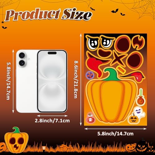 48 Sheets Pumpkin Face Stickers Kids Halloween Party Favors Crafts