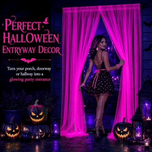 Mega-L Halloween Decorations, 3 Pack Halloween Tulle Backdrop Curtains