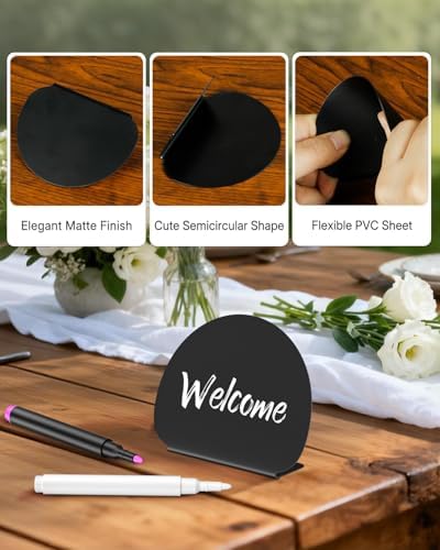 Uniclife 20 Pack Mini Chalkboard Signs for Food, Small Chalkboard Signs with Chalk Markers, Reusable Matte PVC Food Signs Food Labels for Party Buffet Wedding, Blackboard Place Cards Table Signs