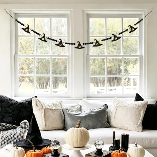 CESOF Halloween Garland Witch Hat Decorations, Adjustable Hanging Garland