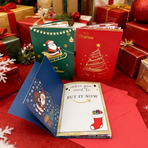 XIJQRAC Christmas Gift Card Booklet with Envelopes, Xmas Money Holder & Gift Card Holder Book （Christmas tree）, Holiday Party Supplies for Teacher Coworker Men Women
