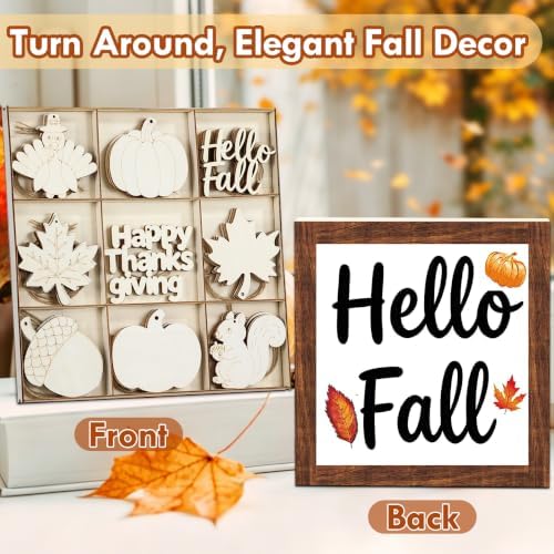 WOHOHOHO 42PCS 9 Styles Fall Unfinished Paintable Blank Wooden with Tray