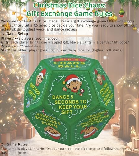 Hilarious Exchange Party Game Dice, Exchange Gifts Family Game, Christmas Stocking Stuffers White Elephant Gifts for Teens Adults, Gift Exchange Dice for Family Friends Holiday Xmas Party Supplies