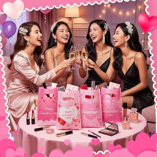 Gilprop 48 Pcs Galentines Day Gift Bags Bulk Plastic