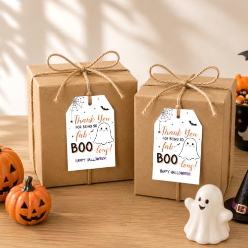 Alynta Halloween Tags with String 50Pcs Happy Halloween Paper Gift Tags
