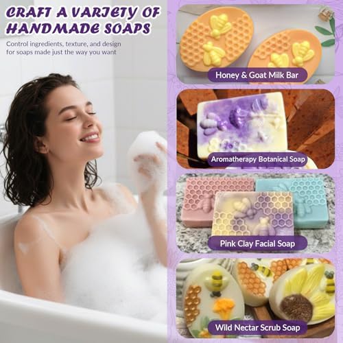 HKNMTT 2Pcs Bee Honeycomb Soap Molds 6-Cavity Square Oval Silicone Mold
