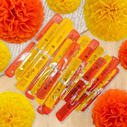 Recosis Yellow Orange Party Decorations, 18 Pcs Paper Pompoms Decorations